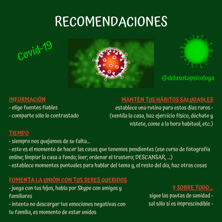 Lee más sobre el artículo Recomendaciones para la cuarentena